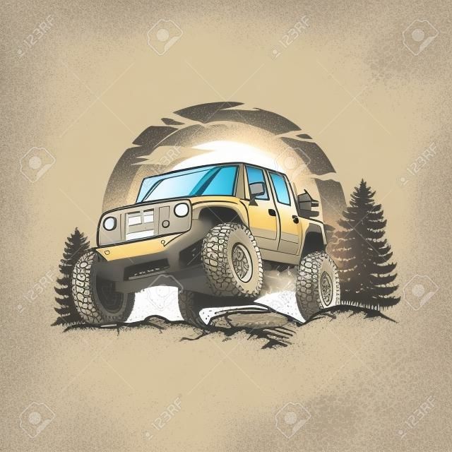 offroad hand draw design  vector