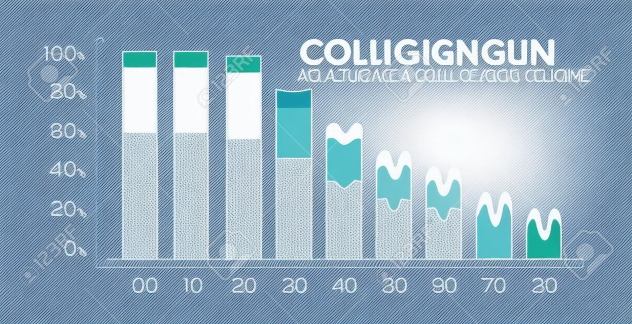 collagen in younger skin and aging graphic vector / age