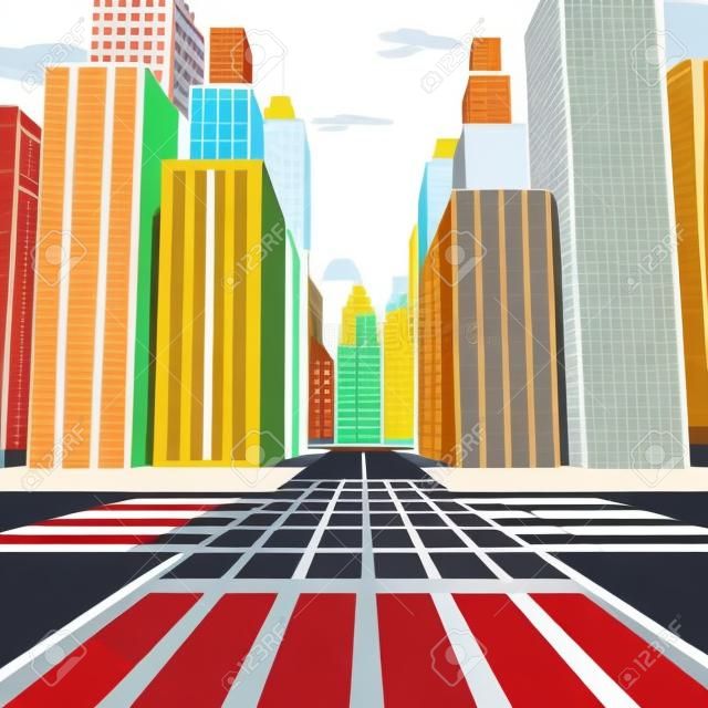 Ilustración vectorial de dibujos animados de la ciudad.