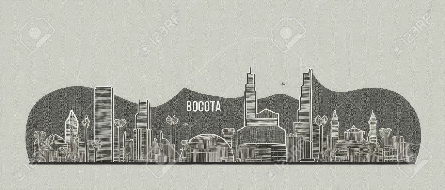 Bogota skyline, Distrito Capital, Colombia. This illustration represents the city with its most notable buildings. Vector is fully editable, every object is holistic and movable