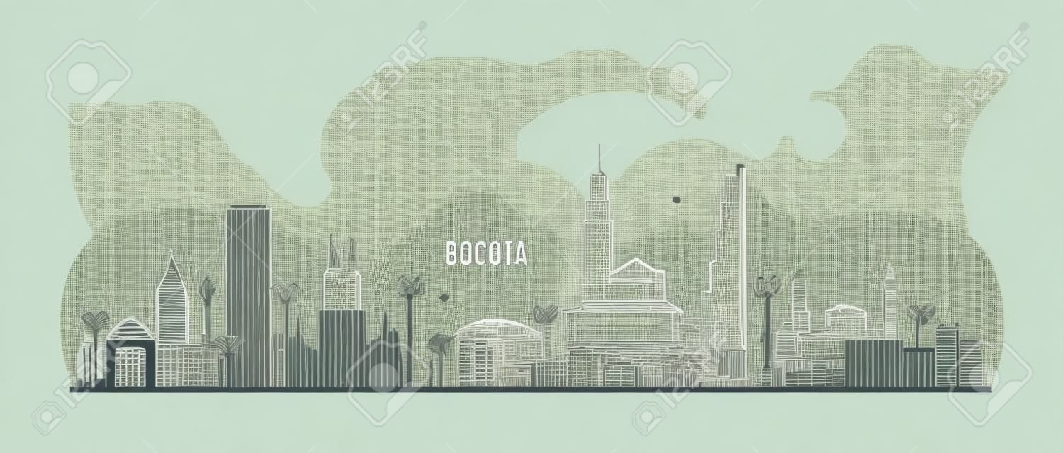 Bogota skyline, Distrito Capital, Colombia. This illustration represents the city with its most notable buildings. Vector is fully editable, every object is holistic and movable