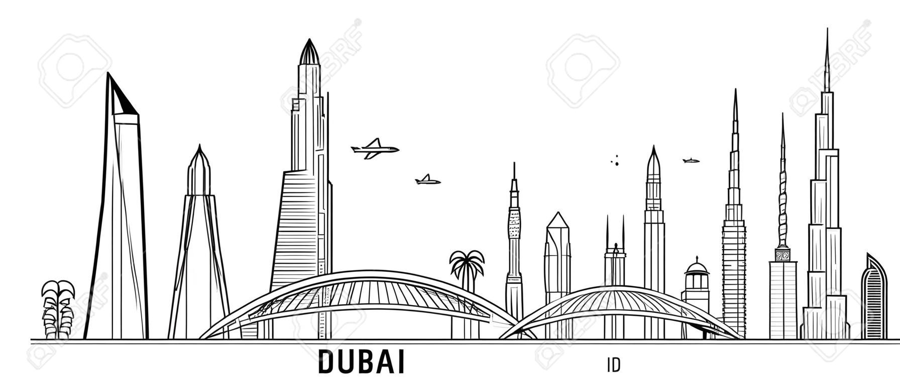 Vector de la ciudad de los Emiratos Árabes Unidos de los Emiratos Árabes Unidos de Dubai