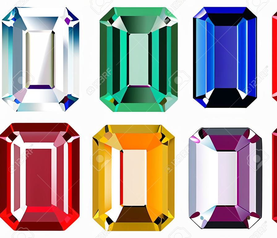 Emerald cut precious stones with sparkle