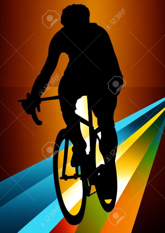 Vector tekenen silhouet van een fietser jongen. Silhouet van mensen