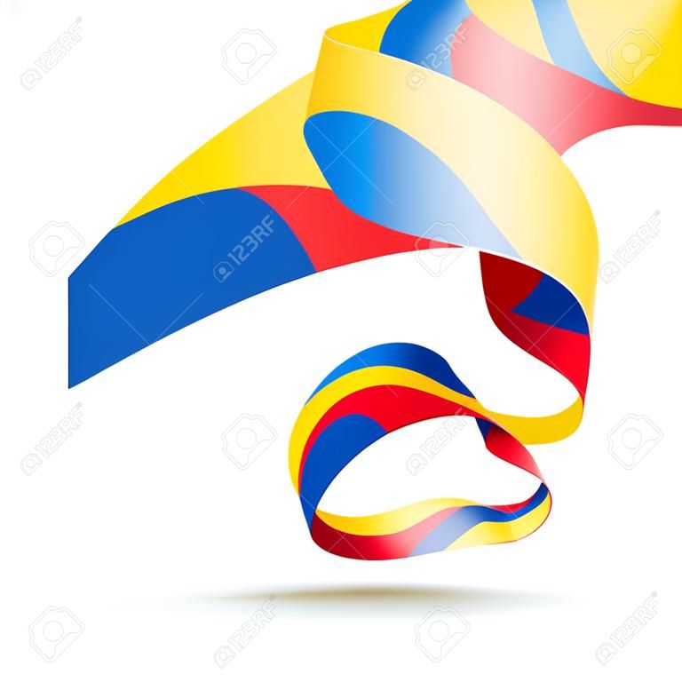 Venezuela flag in the form of wave ribbon vector illustration on white background.