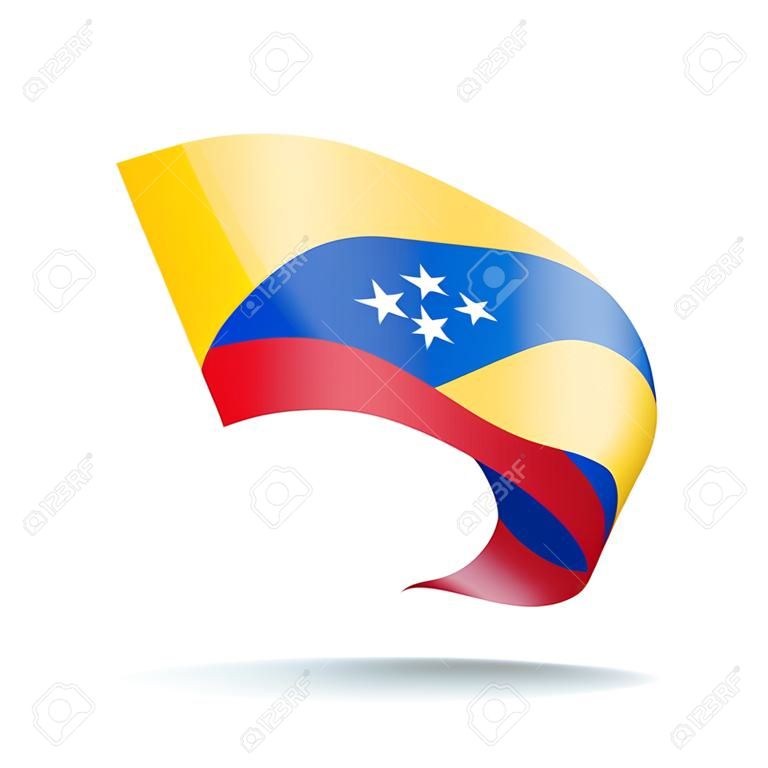 Bandera de Venezuela en forma de cinta ondulada ilustración vectorial sobre fondo blanco.