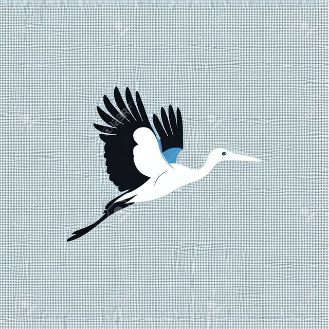 fliegender Storch einfache Silhouette auf einem weißen Hintergrund Vektor-Illustration