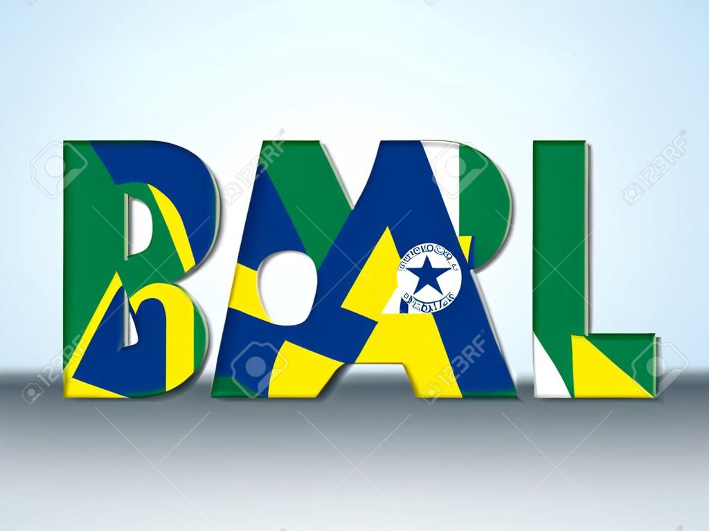 Vector - Brazilië 2014 Brieven met Braziliaanse vlag