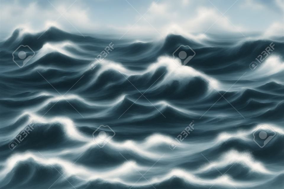 Waves of the stormy sea