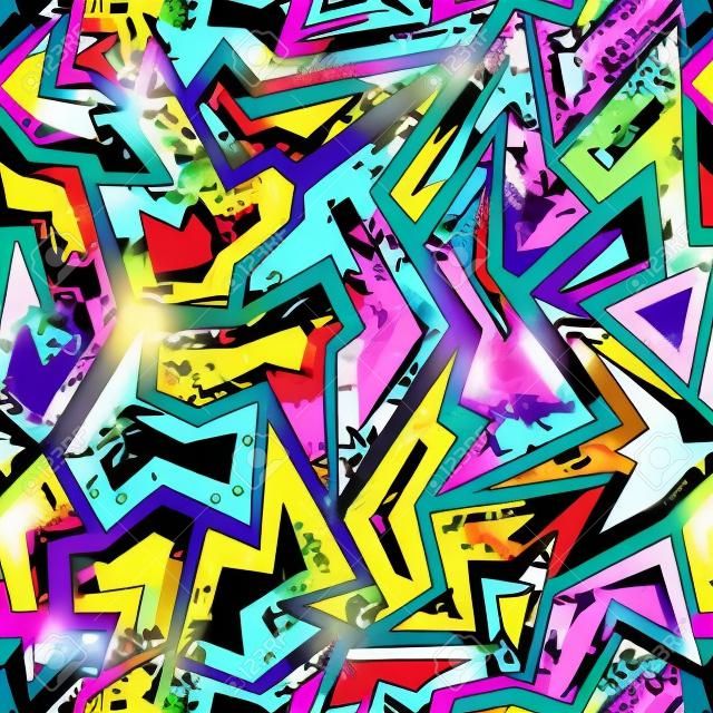 colored graffiti seamless pattern with grunge effect