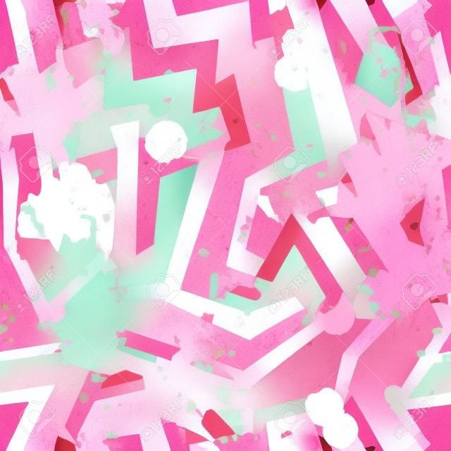 pink maze seamless pattern with blot effect
