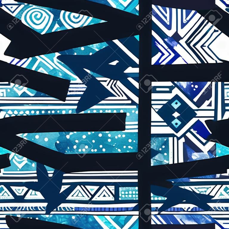 Patrón transparente tribal azul