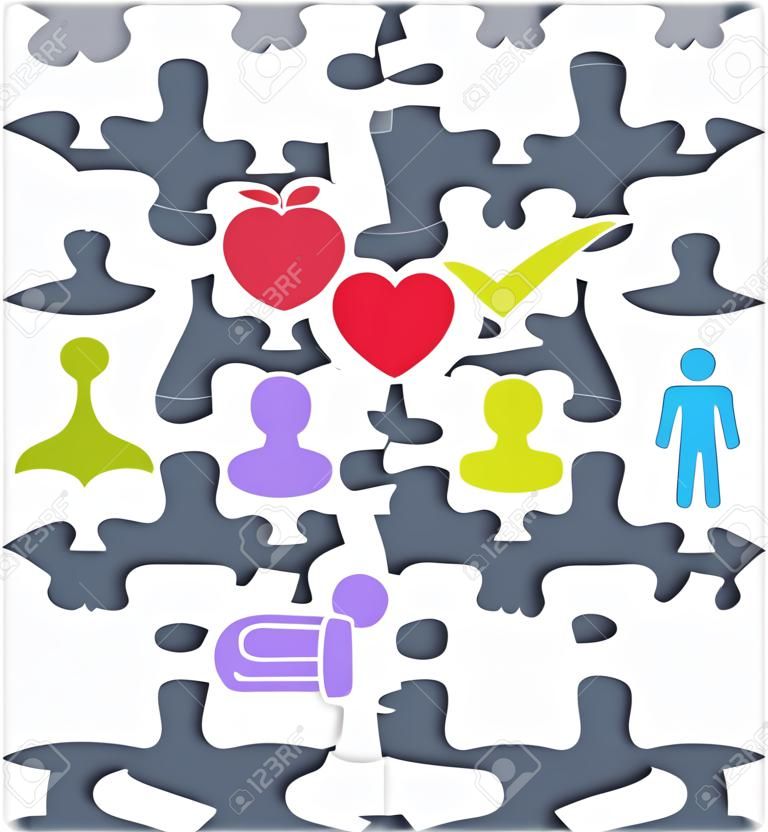 Opieka puzzle Zdrowie Zdrowy styl życia ilustracji koncepcyjne dobry sen, fitness, zdrowej żywności, zarządzanie stresem prowadzi do zdrowego życia i zdrowego serca