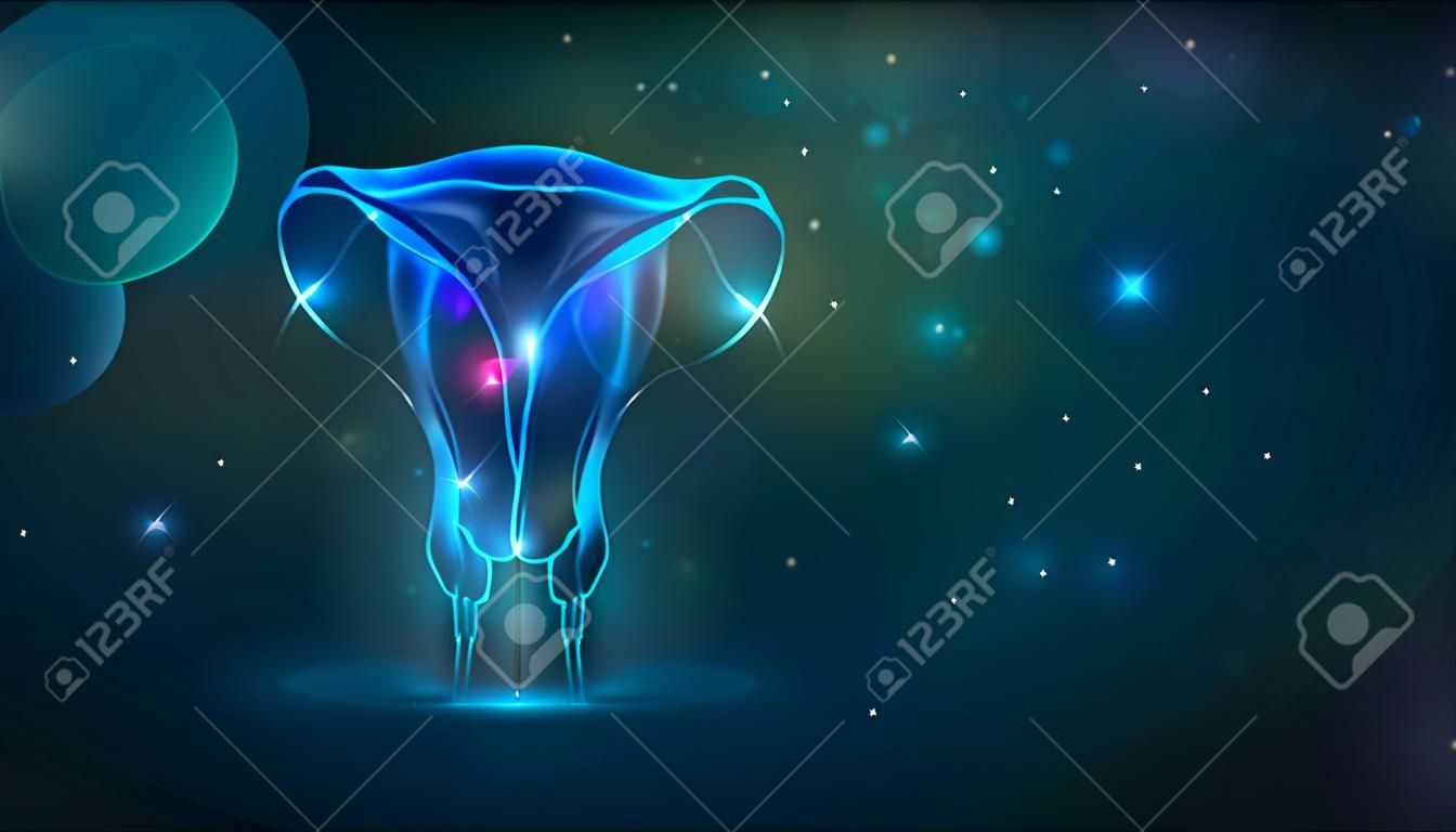 Female uterus and ovaries health abstract dark background