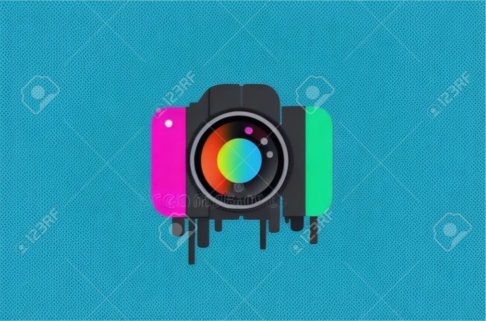 Illustrazione di vettore di simbolo di design della fotocamera colorato creativo