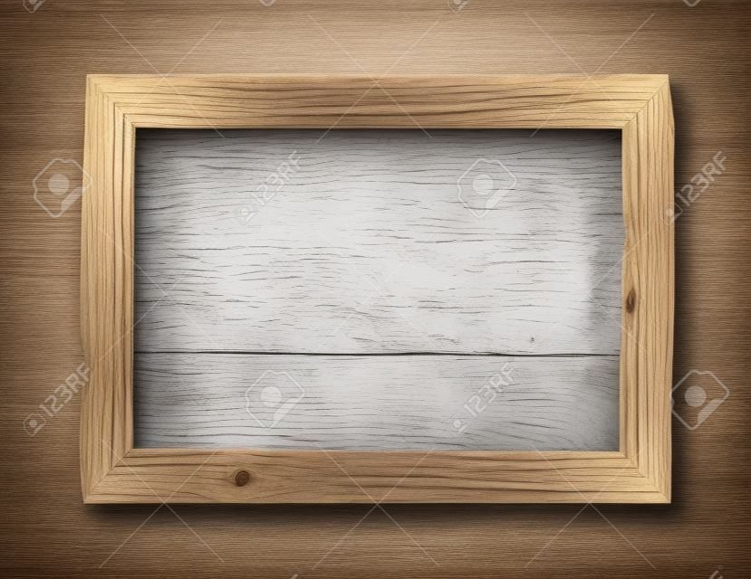 Houten frame. Rustiek houten frame geïsoleerd op de witte achtergrond met knippad