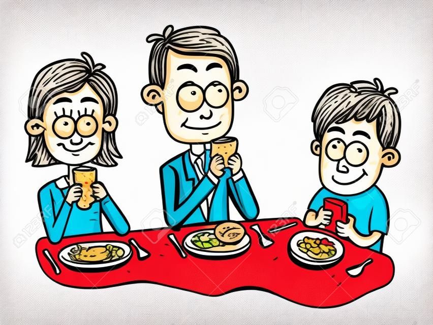 無知な家族との夕食の漫画イラスト