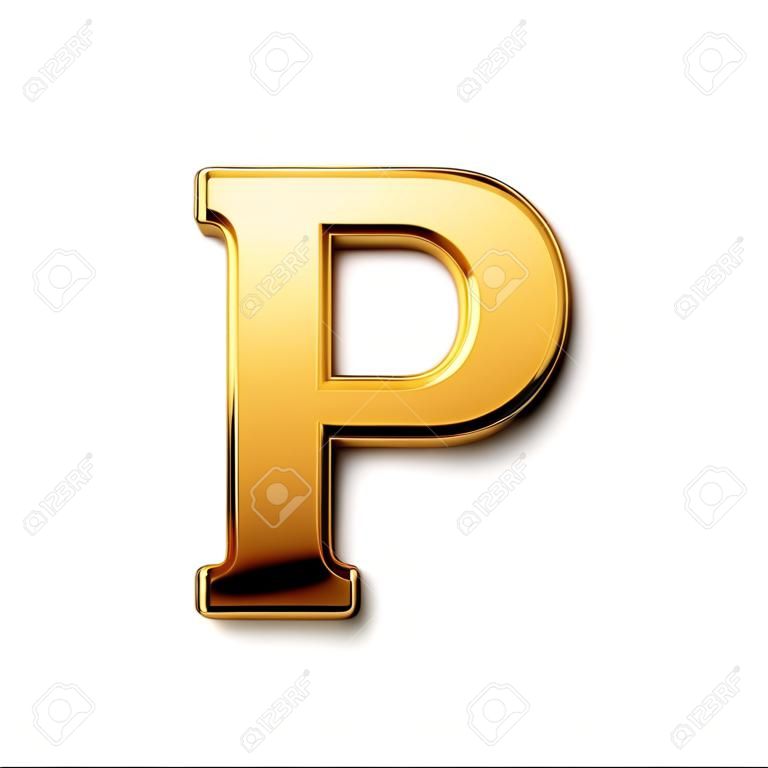 Gold letter P isolated