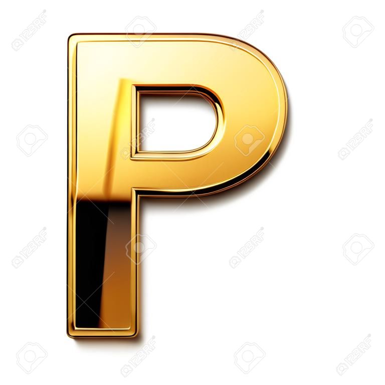 Gold letter P isolated