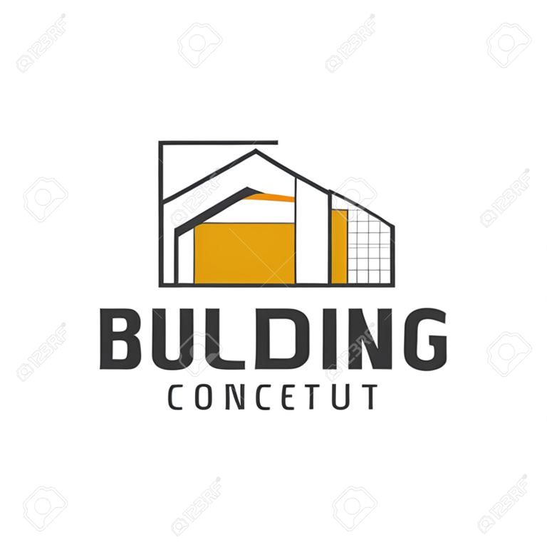 Modello di progettazione del logo del concetto di edificio