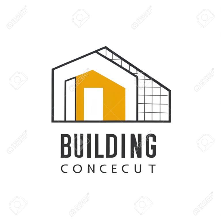 Modelo de design de logotipo de conceito de construção