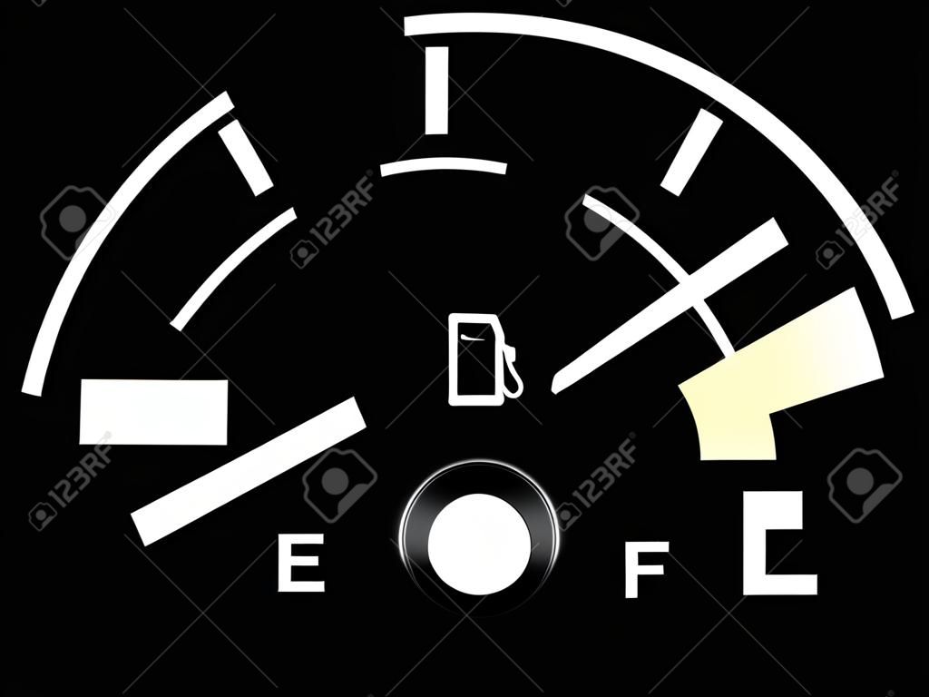 Fuel gauge showing tank almost full