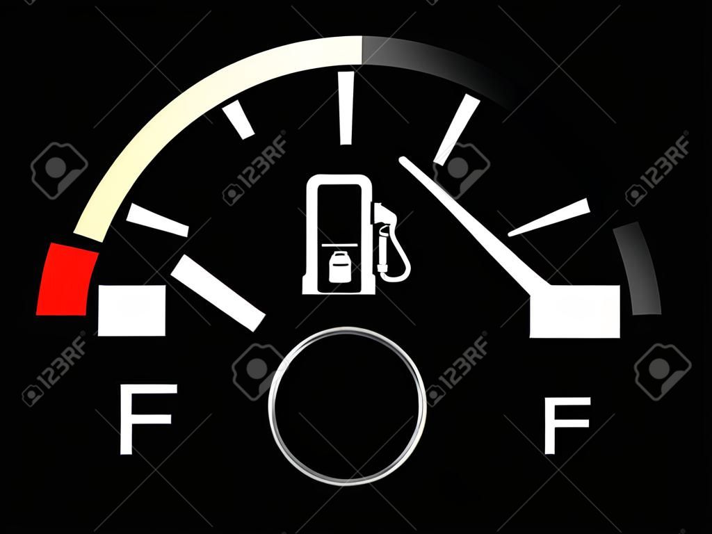 Fuel gauge showing tank almost full