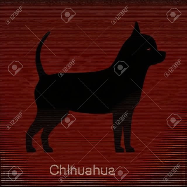 Chihuahua dog silhouette, side view, vector illustration