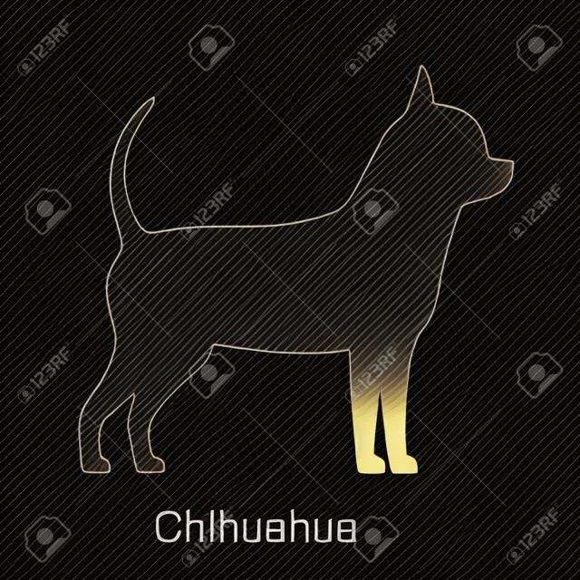 Chihuahua dog silhouette, side view, vector illustration