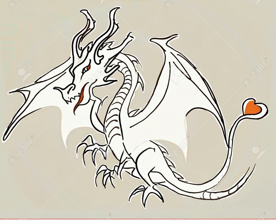 de tatouage de dragon croquis, illustration vectorielle