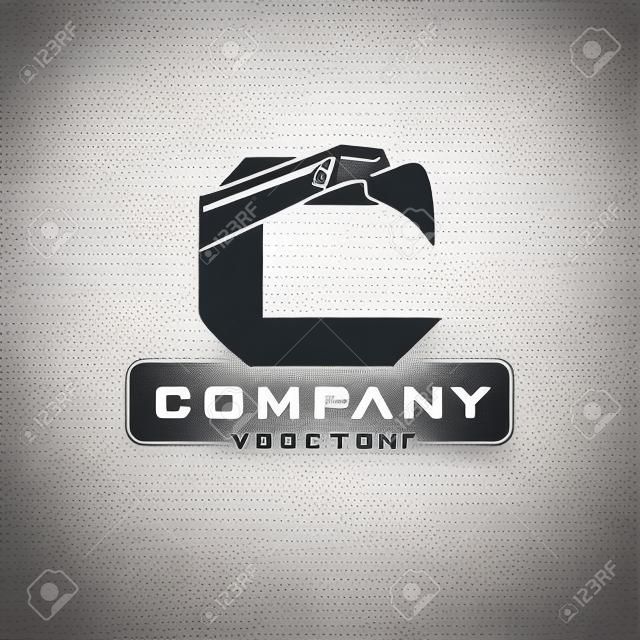 Lettre Pelle Logo Design Vecteur, Entreprise De Construction De Pelle Rétrocaveuse