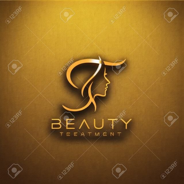 편지 T 아름다움 얼굴 로고 디자인 벡터 아이콘