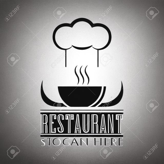 Logotipo del restaurante con espacio de texto para su lema / línea de etiqueta, ilustración vectorial