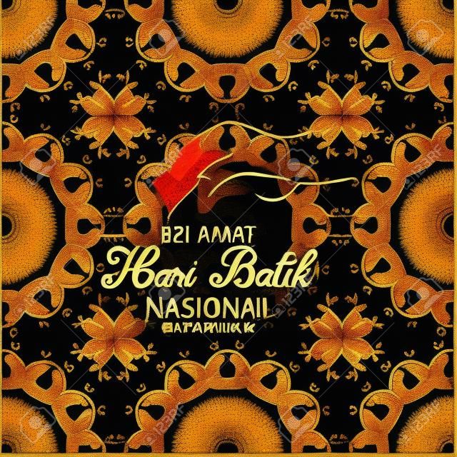 Selamat hari Batik nasional, Happy National Batik day. Indonesian Holiday Batik Day Illustration.