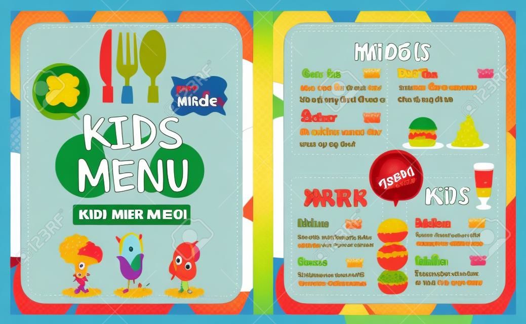 kid menu vector.