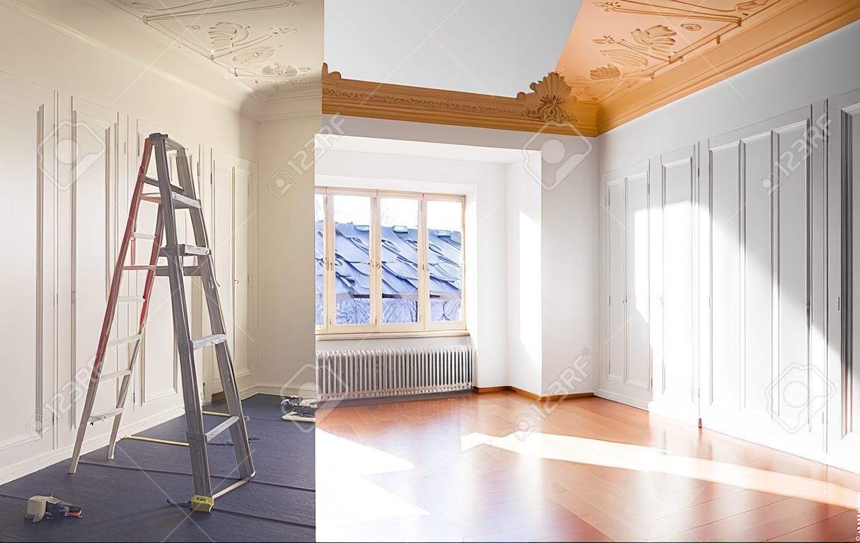 koncepcja remontu - pokój przed i po remoncie
