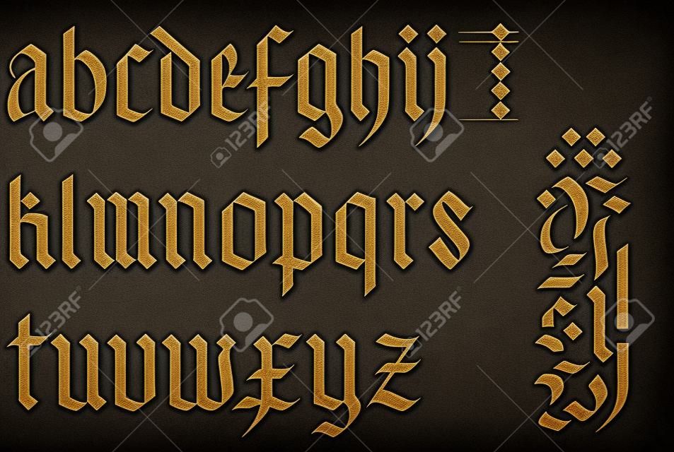 Alfabeto de fuente gótica - letras vectoriales abc de escritura antigua