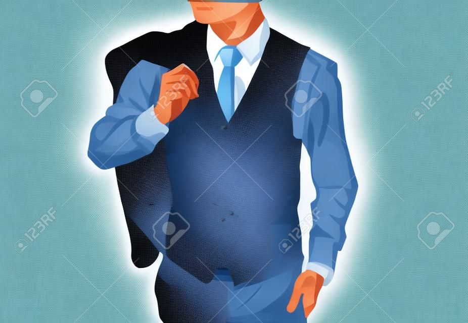 ビジネスマン、スーツを着ている色の男性のイラスト