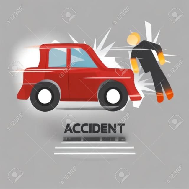 Car Accident Knocked Down A Man Vector Illustration
