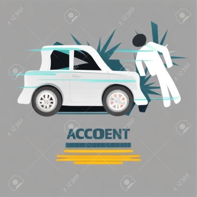 Car Accident Knocked Down A Man Vector Illustration