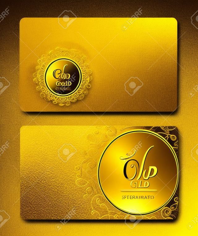 Золотые карты с металлической текстурой. Векторная иллюстрация