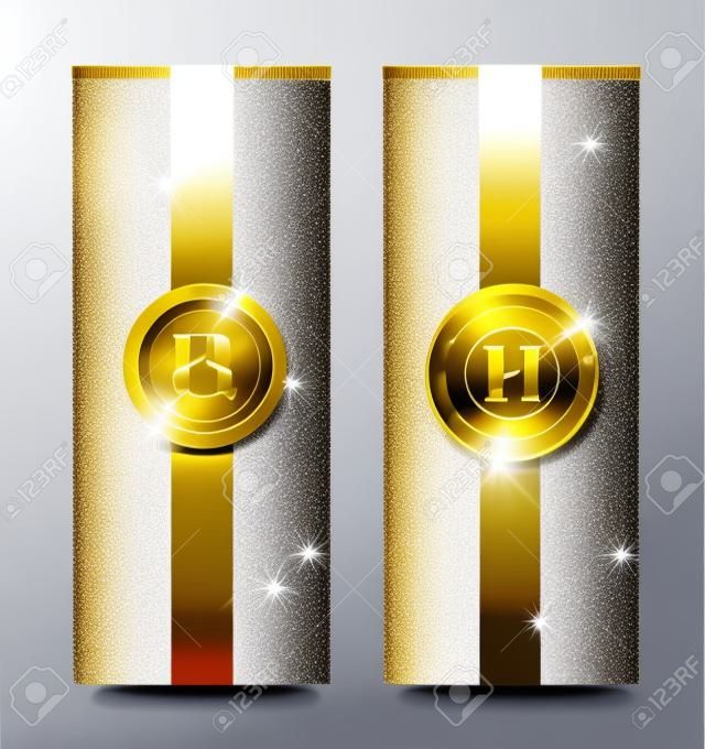 Gold and silver VIP cards with sparkling background. Vector illustration