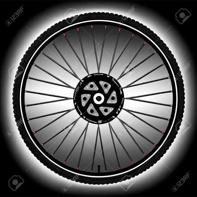 vettore, silhouette, ruota bici nera