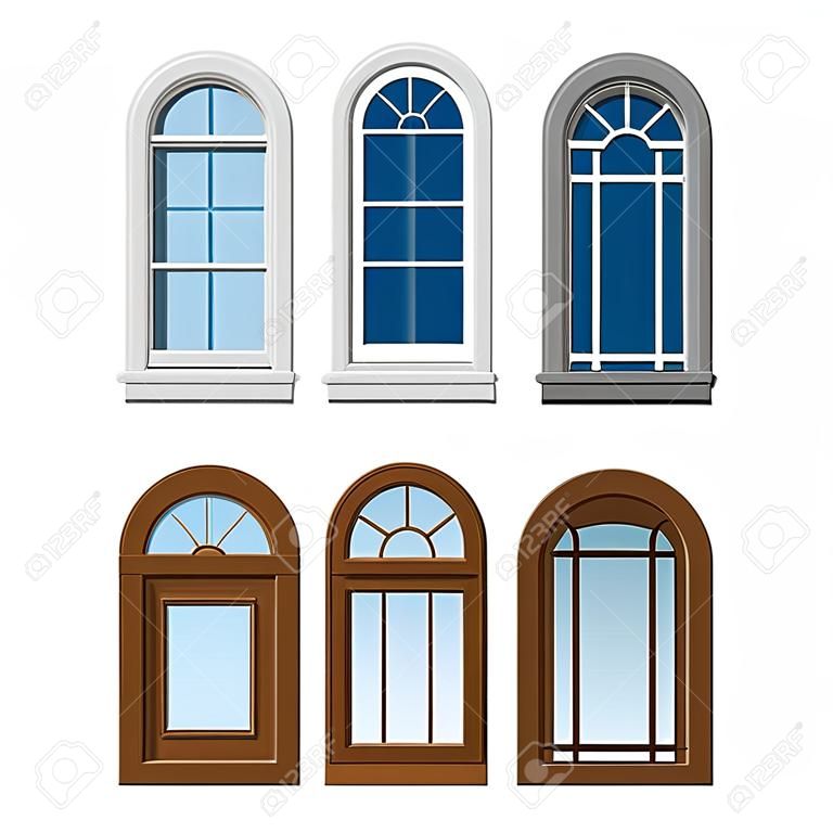 vecteur fenêtres en plastique marron blanc