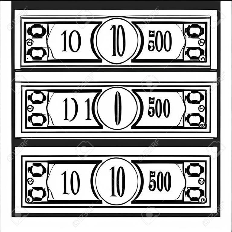 вектор вымышленных черные белые доллар банкнот