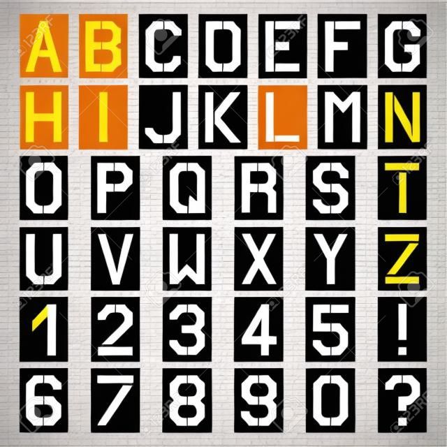 Vektor-Schablone Quadratschrift Alphabet Nummer