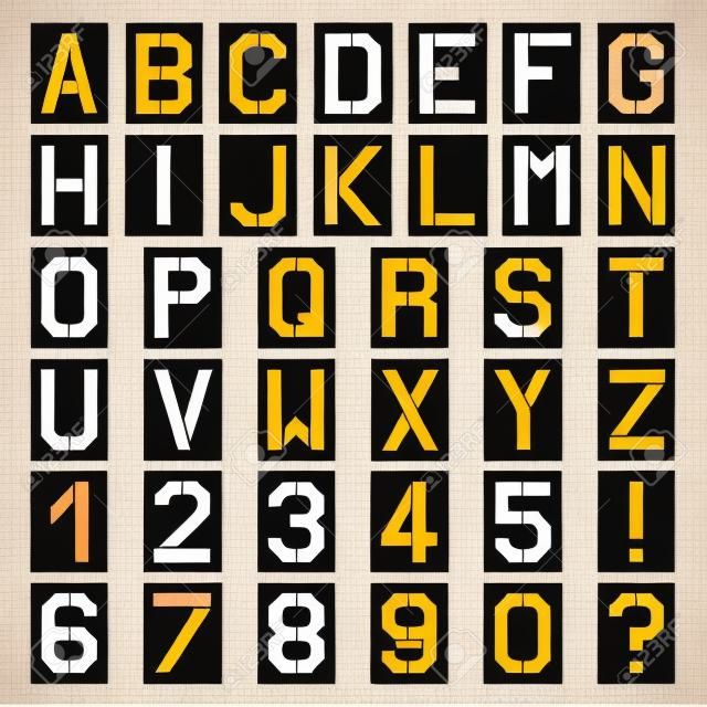 Vektor-Schablone Quadratschrift Alphabet Nummer