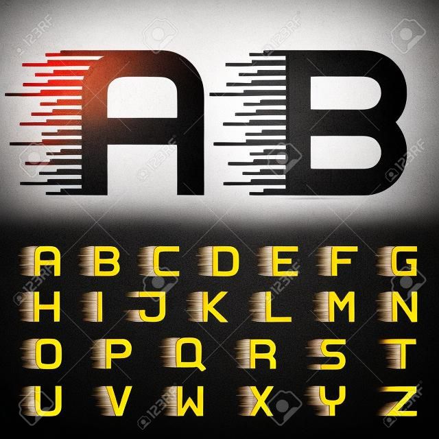 linhas de movimento de velocidade de vetor letras do alfabeto de fonte