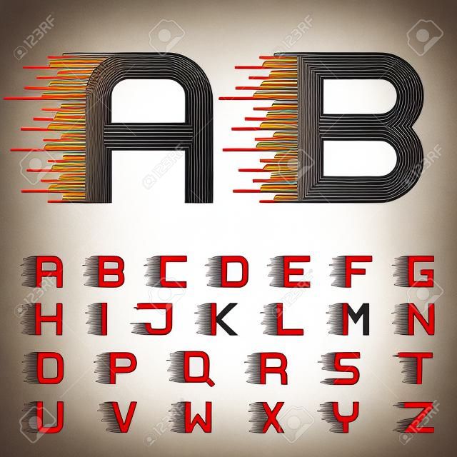 vector speed motion lines font alphabet letters