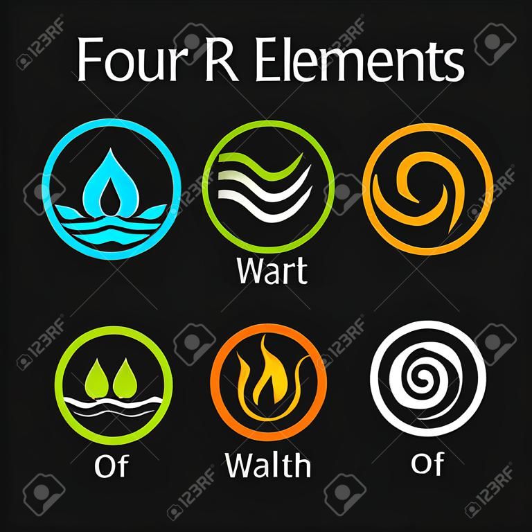 vier natürlichen Elemente Symbole